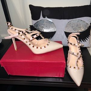 Nude Rock Stud Heels - Vocosi Shoes